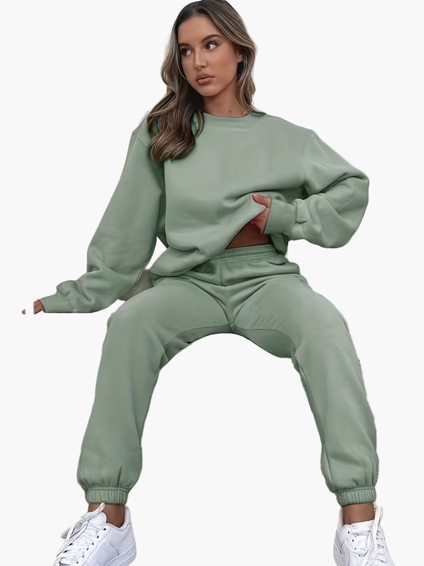 Ensemble de survêtement pour femme style décontracté élégant - Sweatshirt à manches longues et pantalon confortable