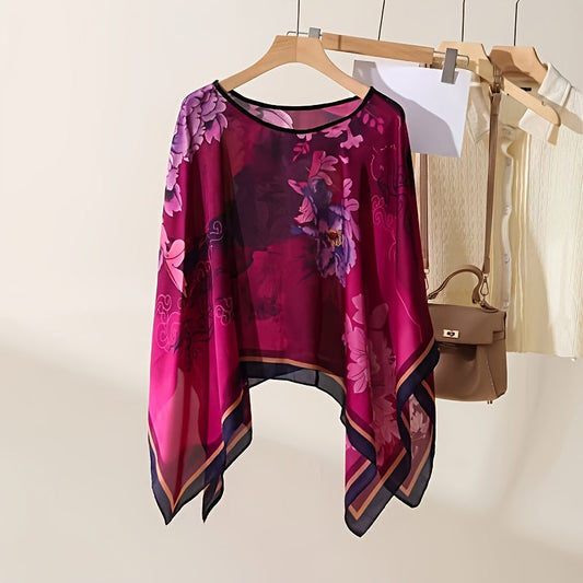 Châle Femme Style Bohème Imprimé Floral Élégant pour Plage et Sorties Décontractées
