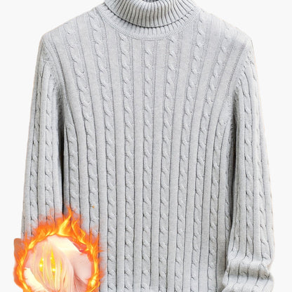 Pull à col roulé torsadé style décontracté pour homme - Manches longues, usage quotidien