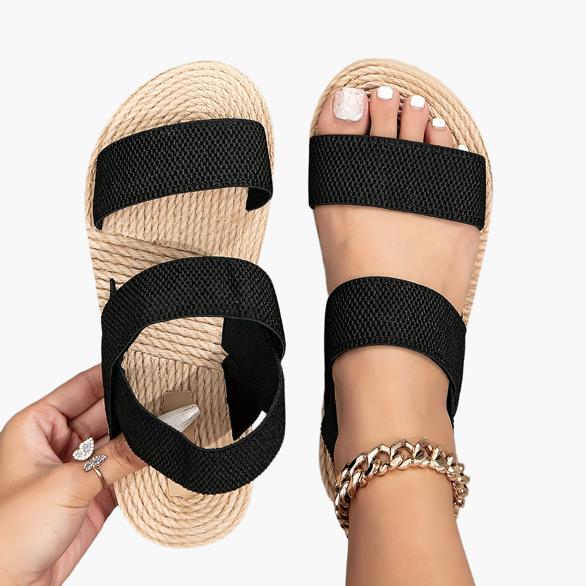 Sandales compensées décontractées pour femme à enfiler – Style estival et confortable