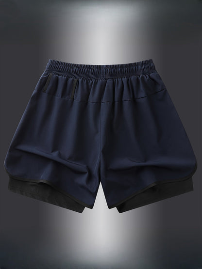 Short de sport homme 2-en-1 style running avec sous-short intégré