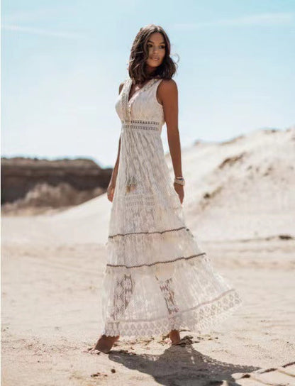 Donna – Robe Découpée à la Taille avec Panneaux en Dentelle