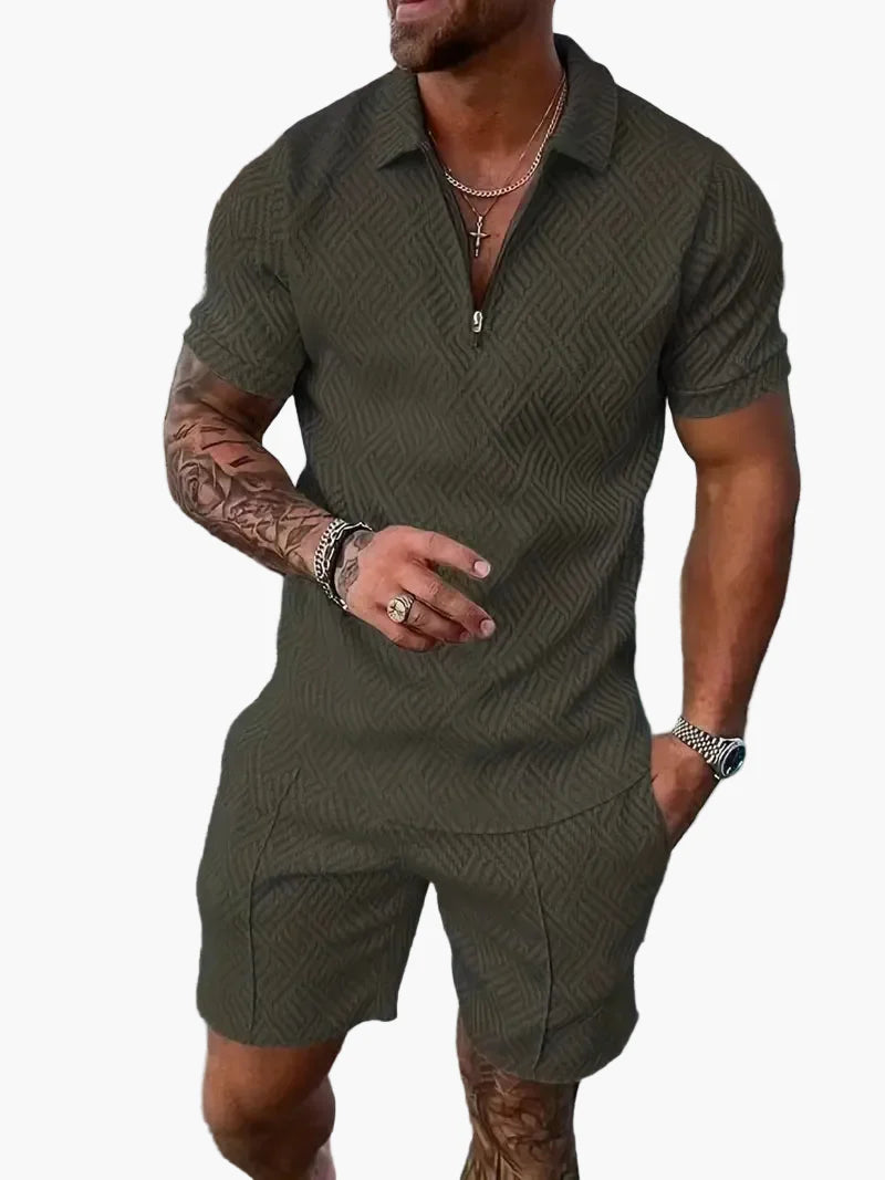 Conjunto de polo y pantalón corto estilo informal para hombre – Elegancia relajada de verano