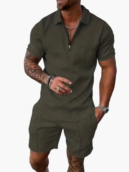 Conjunto de polo y pantalón corto estilo informal para hombre – Elegancia relajada de verano