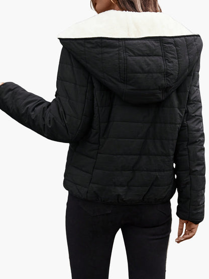 Veste matelassée à capuche pour femme style décontracté hiver chaude