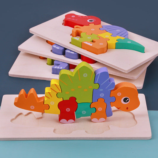 Puzzle 3D en Bois pour Enfants – Dinosaures Éducatifs et Ludiques