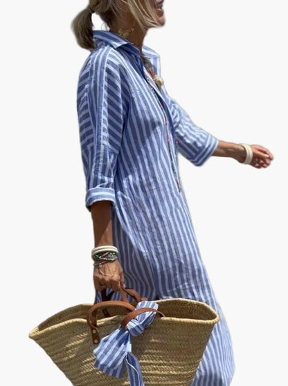 Elegant Striped Shirt Dress for Women Casual Stylish for Outings and Holidays