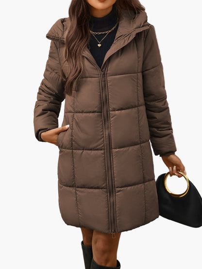 Manteau doudoune mi-longue femme style urbain pour l'hiver