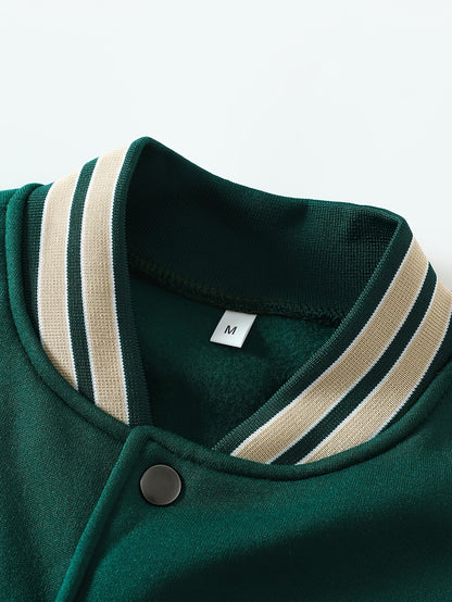 Varsitystijl universiteitsset voor heren, casual sportieve jas en broek, trendy