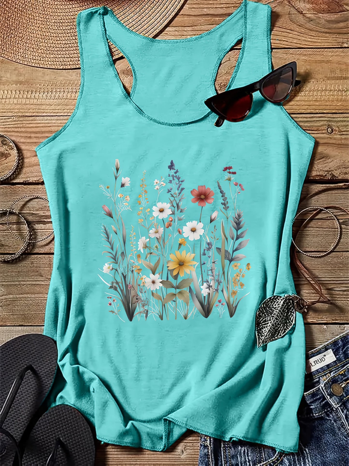 Damski top w stylu boho z kwiatowym, wiejskim wzorem na lato - Casual chic