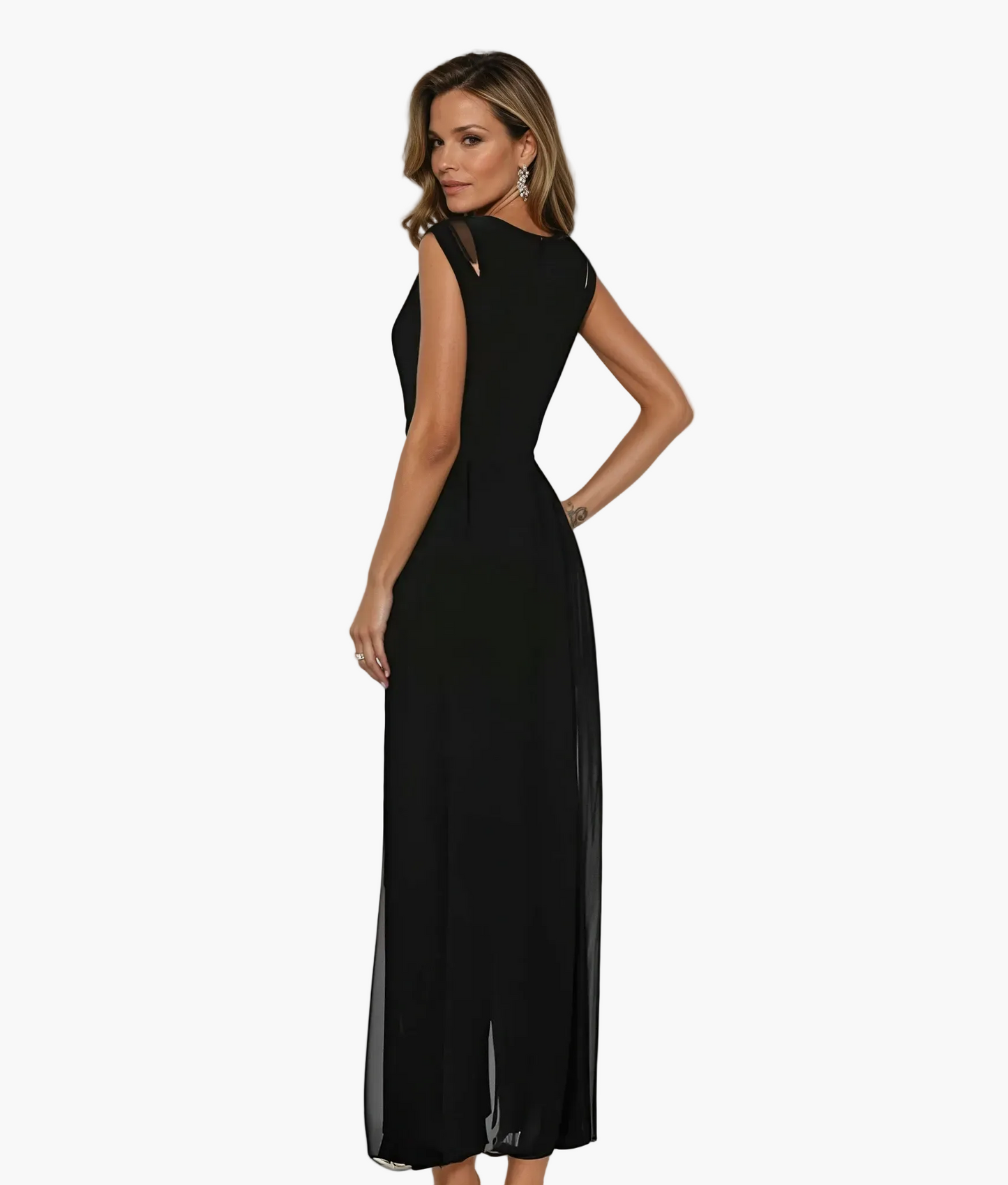 Lang elegant kjole til kvinder i moderne aftenstil og alsidig brug