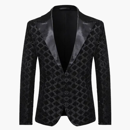 Veste de soirée homme style smoking, motif géométrique brillant, idéale pour fêtes et événements élégants