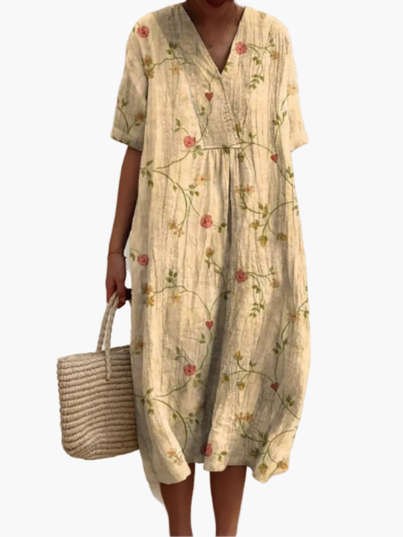 Casual summer dress for women, loose fit, bohemian floral style