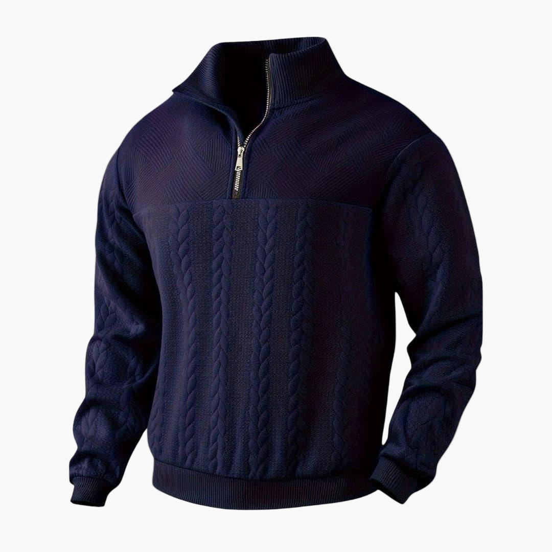 Pull demi-zippé homme style torsadé élégant pour automne et hiver