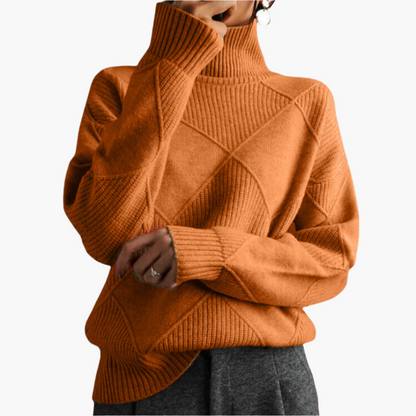 Pull-over Femme Style Décontracté Motif Losanges – Tricot Doux et Confortable pour Loisirs et Quotidien