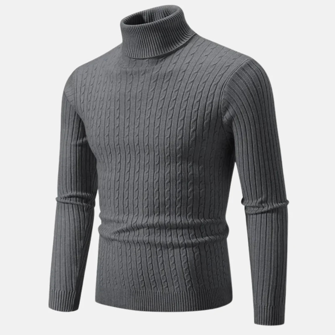 Pull Chaud à Col Roulé Tricoté pour Homme