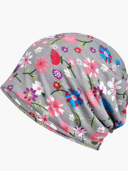 Gorro para mujer estilo bohemio de uso múltiple con motivo floral elegante para primavera, verano y otoño