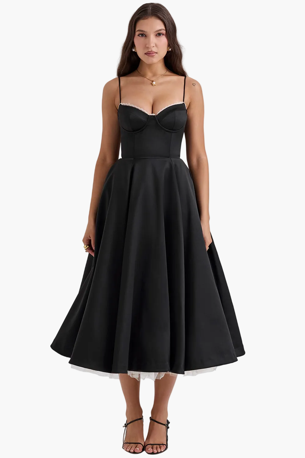 Elegante avondjurk voor dames prinsessenstijl bustier uitlopende midi rok