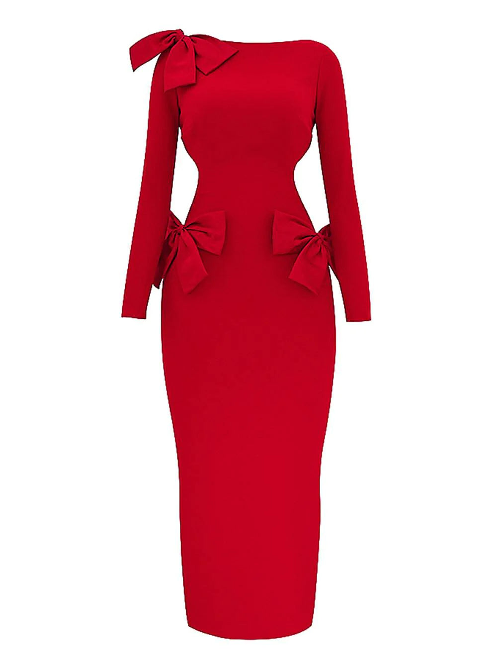 Robe Longue avec Nœud Rouge