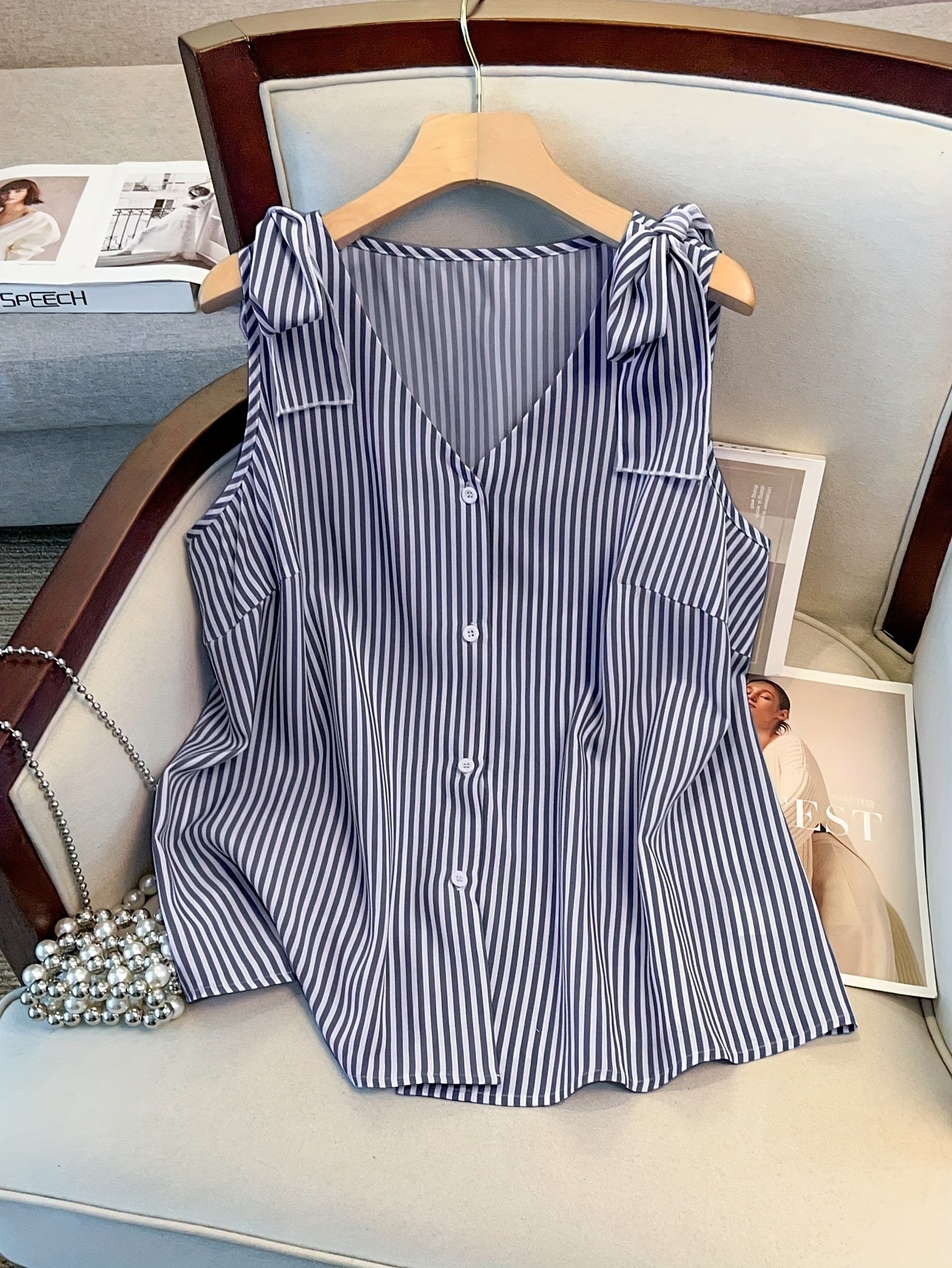 Débardeur femme grande taille à rayures style élégant pour le quotidien et bureau