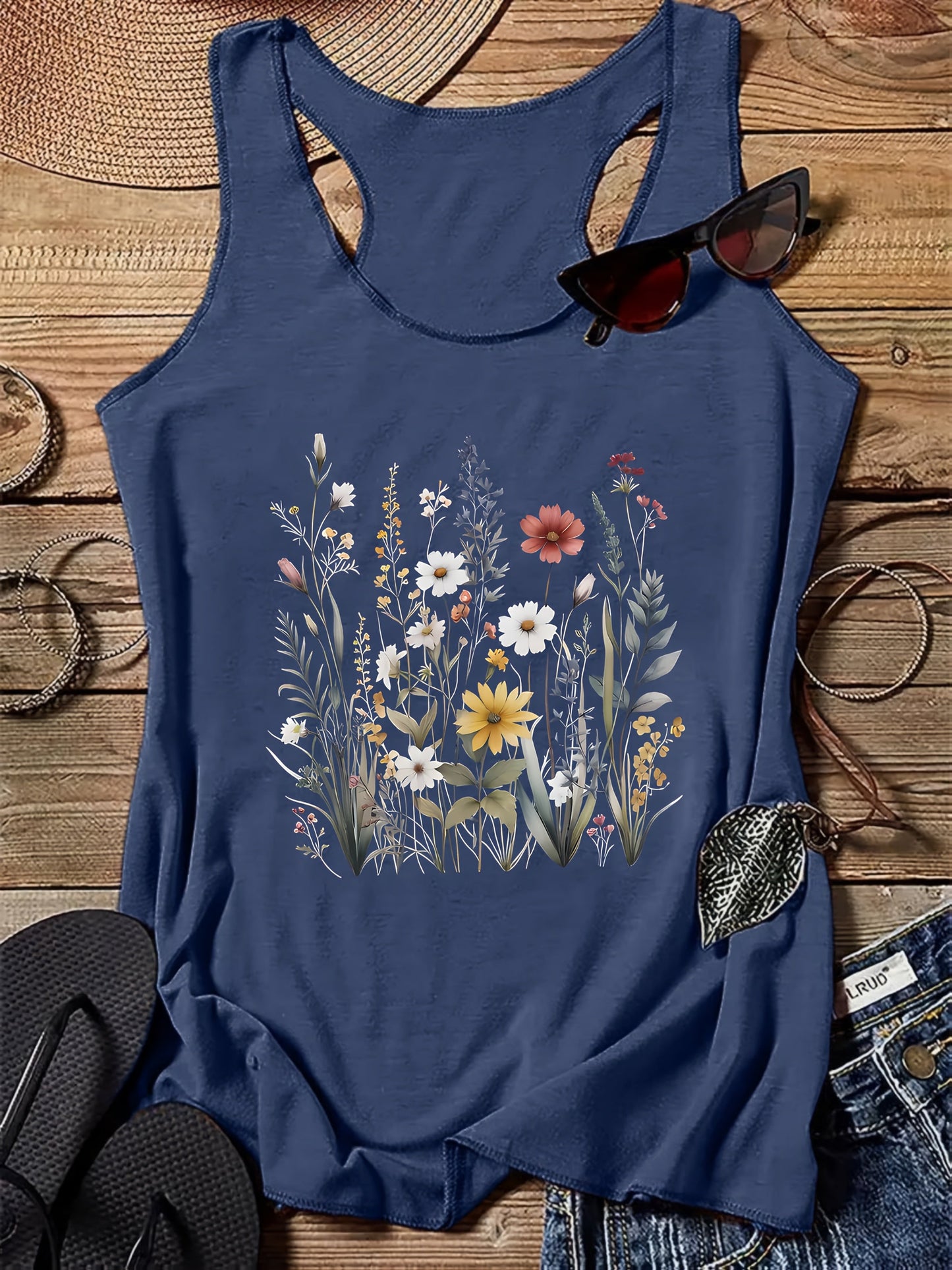 Damski top w stylu boho z kwiatowym, wiejskim wzorem na lato - Casual chic