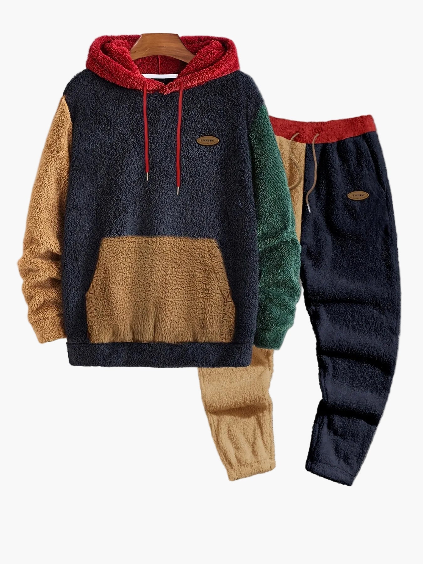 Ensemble décontracté homme à capuche style polaire pour automne/hiver