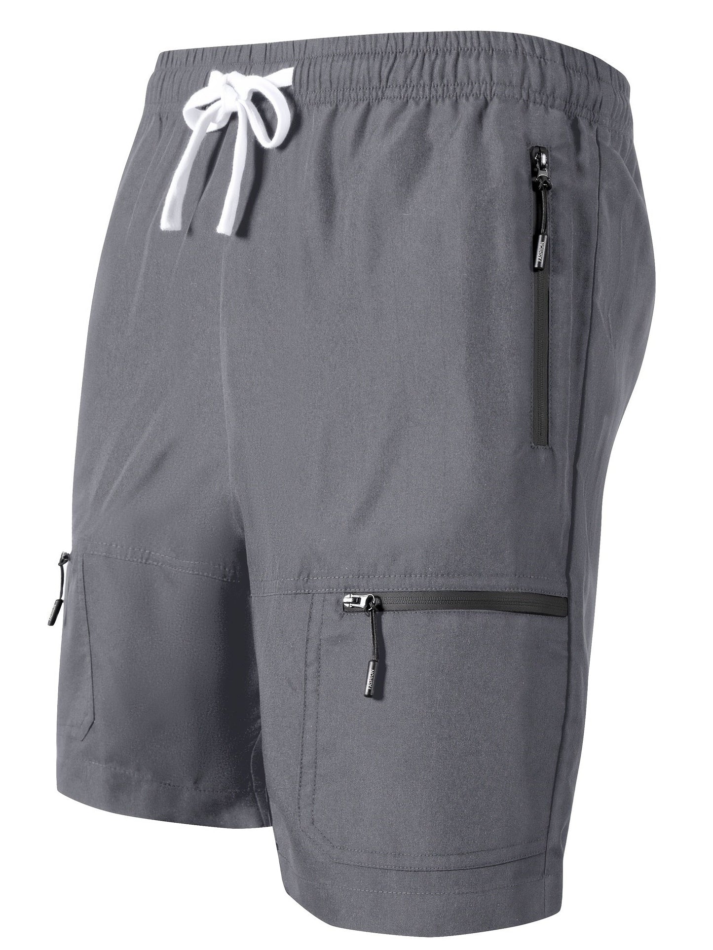Short deportivo para hombre con múltiples bolsillos y cierre de cremallera, estilo casual para actividades deportivas y al aire libre