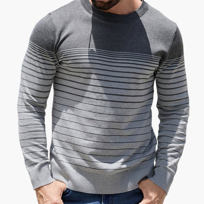 Pull à rayures pour homme style casual – Manches longues, col rond, idéal pour le printemps et l'automne