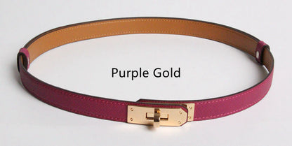 Mary – Ceinture en cuir vegan de haute qualité de 1,8 cm de largeur avec boucle dorée