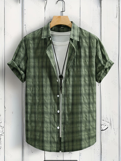 Chemise décontractée à carreaux pour homme – Style estival polyvalent