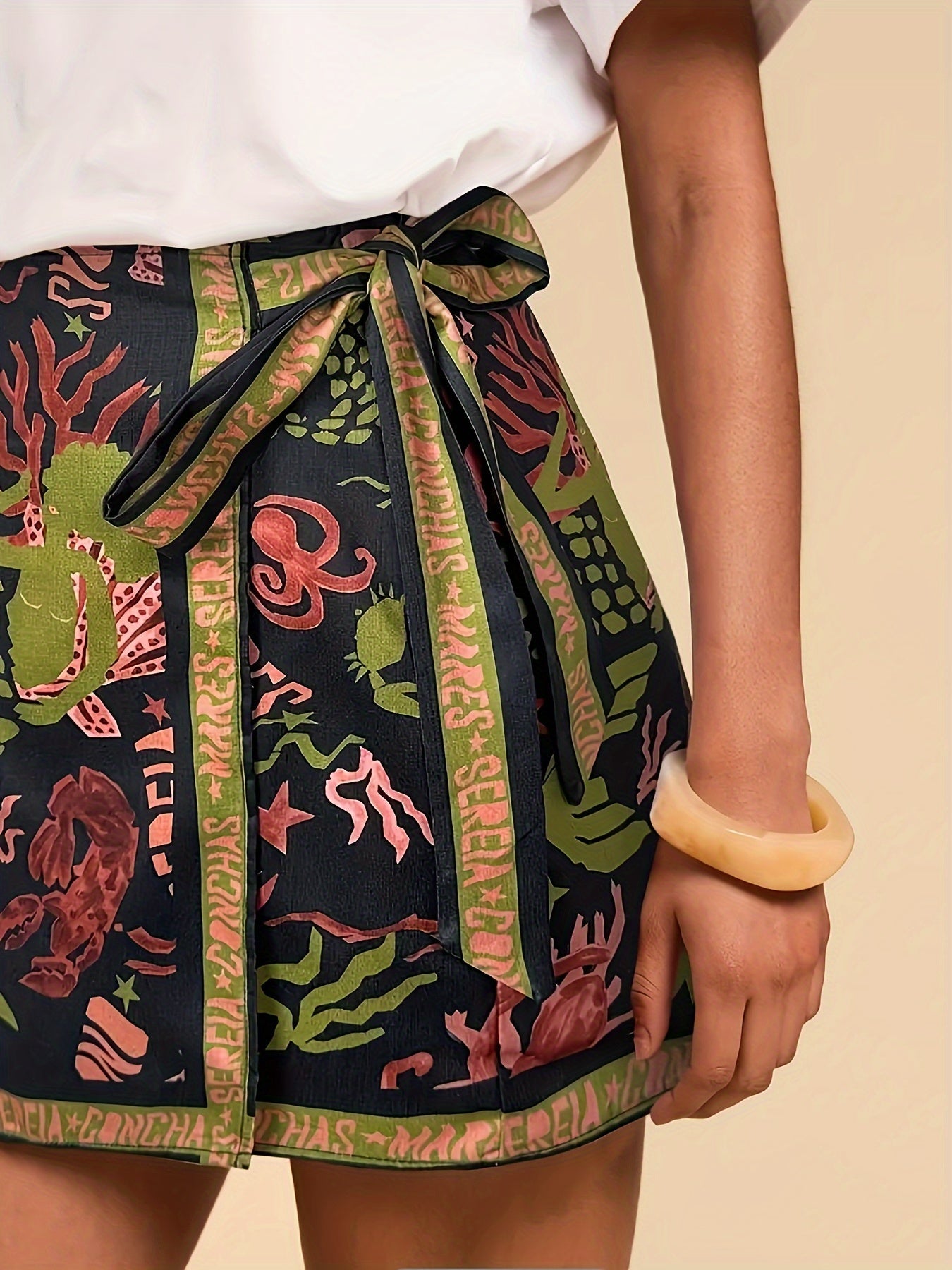 Mini portemonnee rok dames met oceanisch motief artistieke stijl zomer