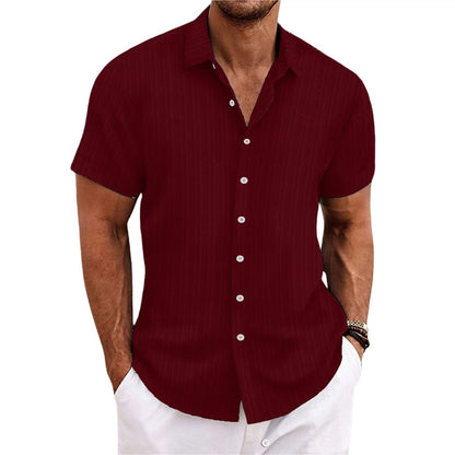 Dennis – Chemise décontractée à rayures en coton et lin