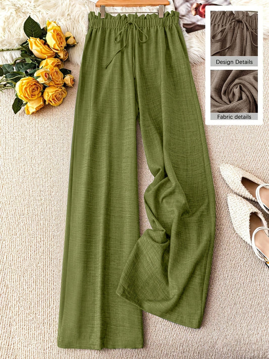 Women's wide-leg casual style pants with elastic waistband – Ideal for spring and summer