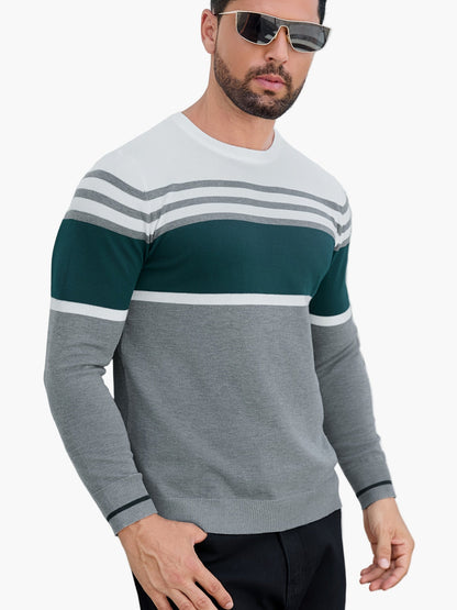 Pull-over décontracté homme à rayures style moderne pour usage quotidien