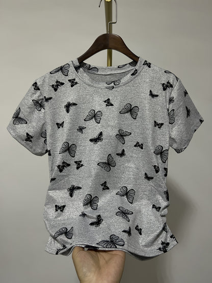T-shirt Femme Style Vacances Motif Papillons Manches Courtes Ajusté