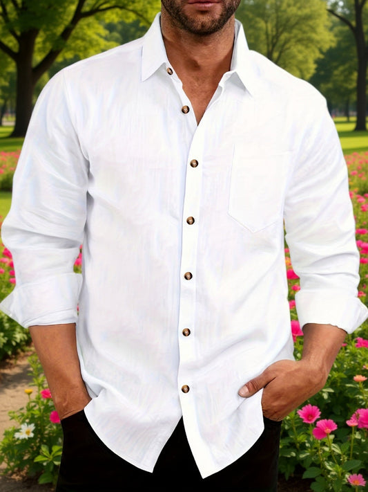 Men's Casual Long-Sleeve Shirt, Elegant Weekend Style