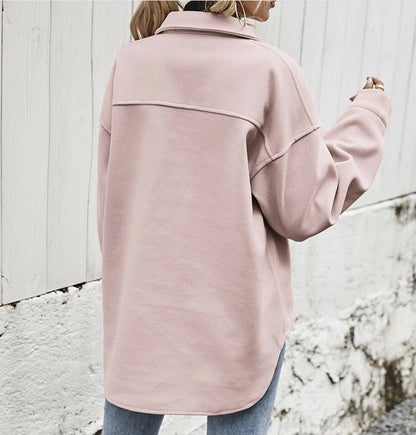 Sandra – Manteau Court en Laine Épais à Col Revers pour Femmes
