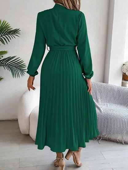 Vestido midi elegante con pliegues para mujer – Estilo refinado y versátil para ocasiones especiales