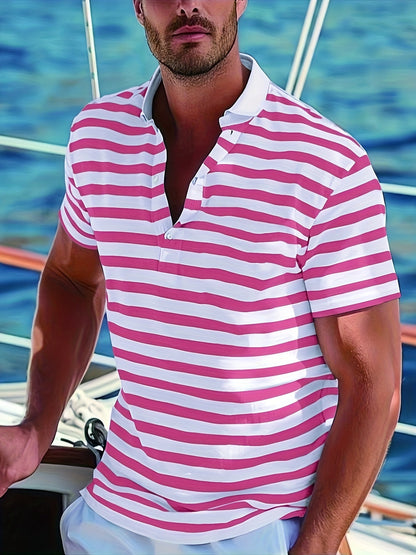 Polo marin à rayures homme style casual pour l'été
