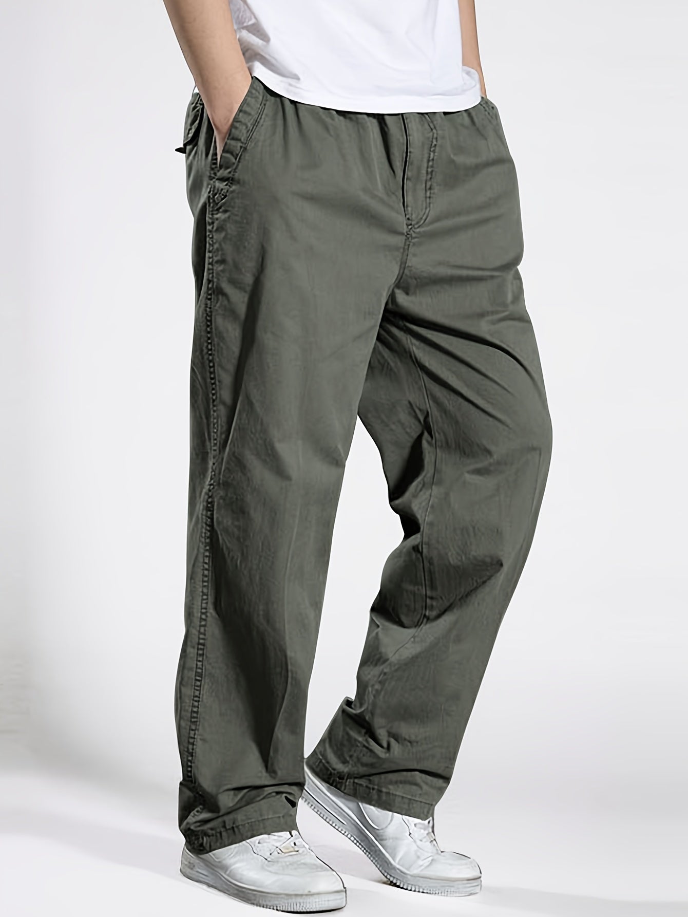 Pantalón casual para hombre con cintura elástica, corte holgado, ideal para ocio y descanso