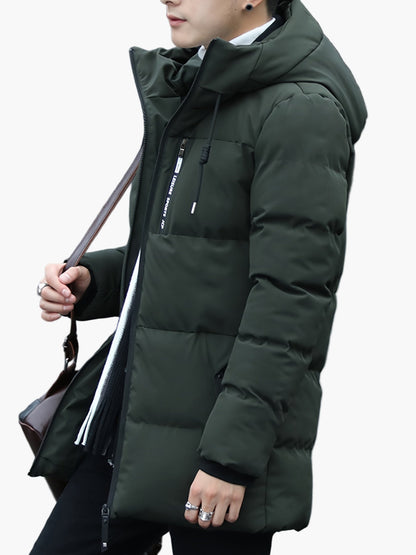 Manteau Homme Long à Capuche Style Urbain pour Hiver et Quotidien