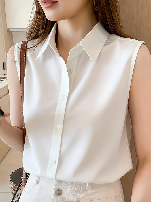 Chemisier sans manches femme style élégant pour bureau ou été