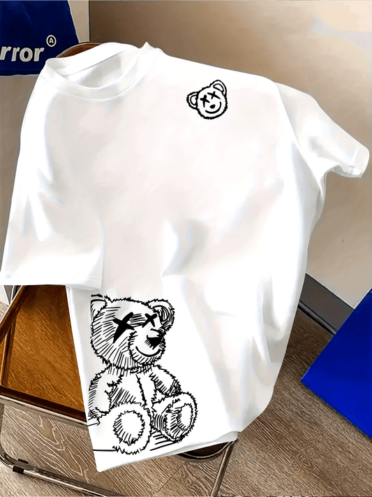 T-shirt homme streetwear motif ours graphique style artistique casual