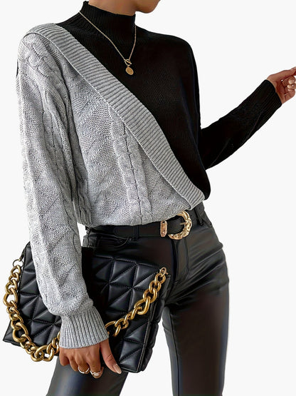 Pull-over femme style élégant à motif patchwork pour usage quotidien ou professionnel