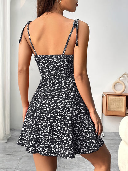 Abito estivo femminile stile chic con spalline e stampa floreale - Ideale per uscite e vacanze