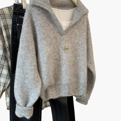 Pull vintage à col V style décontracté pour femme - idéal automne hiver