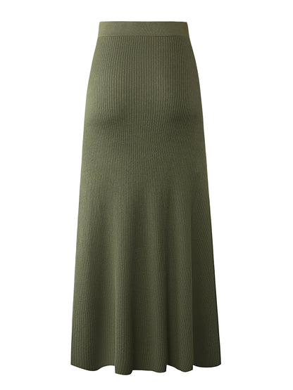 Falda larga mujer talle alto estilo casual elegante con cinturón