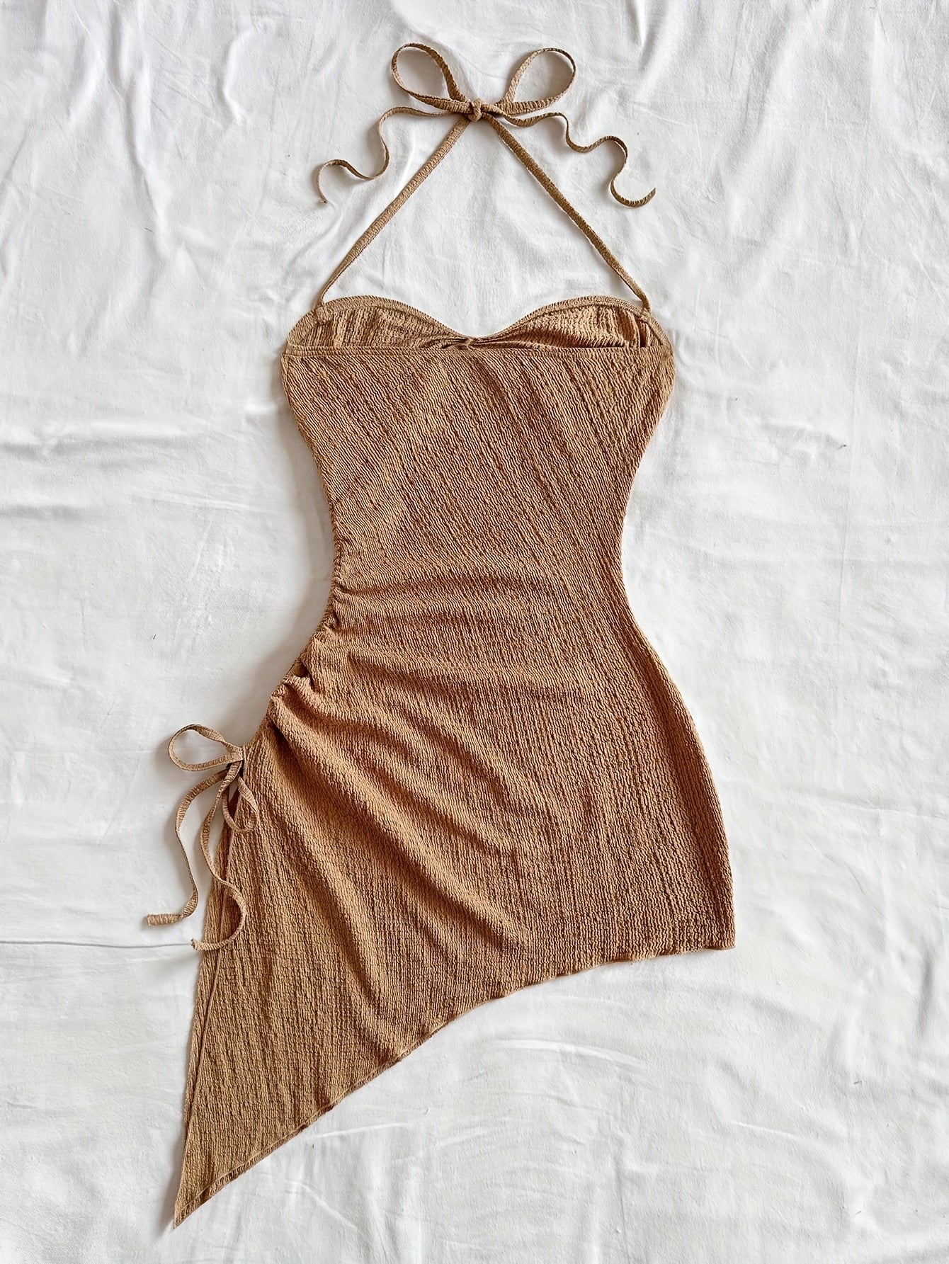 Robe Bodycon Femme Col Cœur Asymétrique Style Vacances Élégant