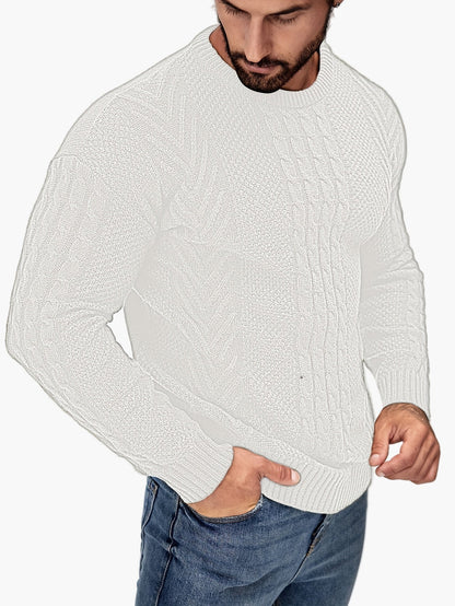 Pull torsadé pour homme style décontracté urbain – Manches longues, chic automne/hiver
