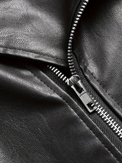 Veste Motard Homme Style Vintage à Fermeture Zippée pour Look Urbain